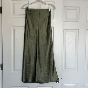 Aritzia Babaton Sundried Olive Midi Satin Skirt 0